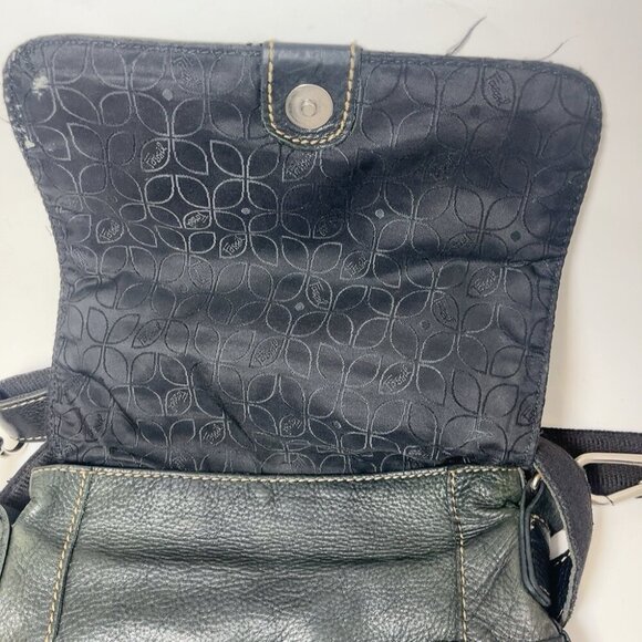 Fossil Womens Vintage Pebbled  Leather Dark Green Crossbody Bag - Picture 14 of 16